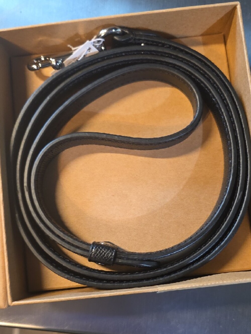 Coach Box with Black Logo on Brown Leash - Picture 3 of 4